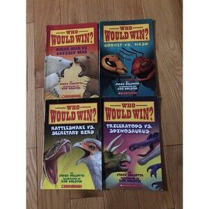 4 WHO WOULD WIN Books By Jerry Pallotta Good Condition! Scholastic Booklets